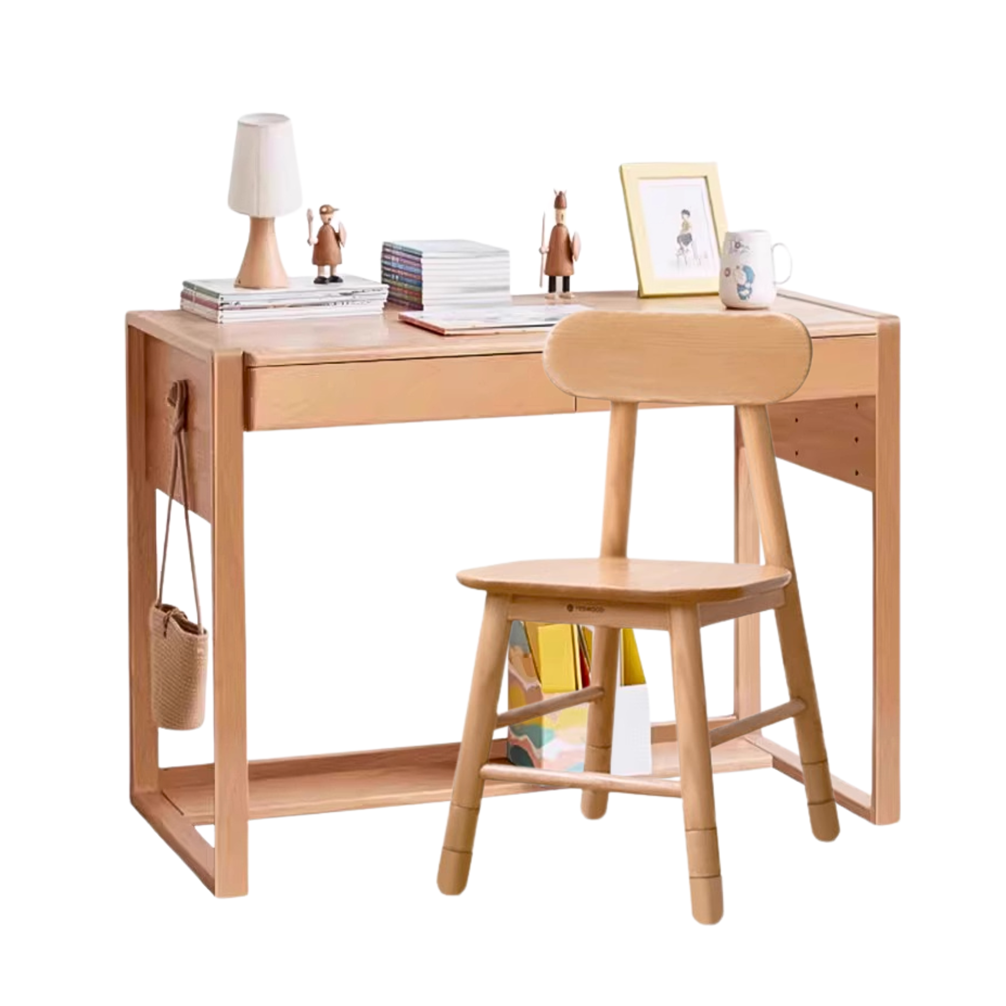 Beech Solid Wood Desk Can Be Lifted and Adjusted