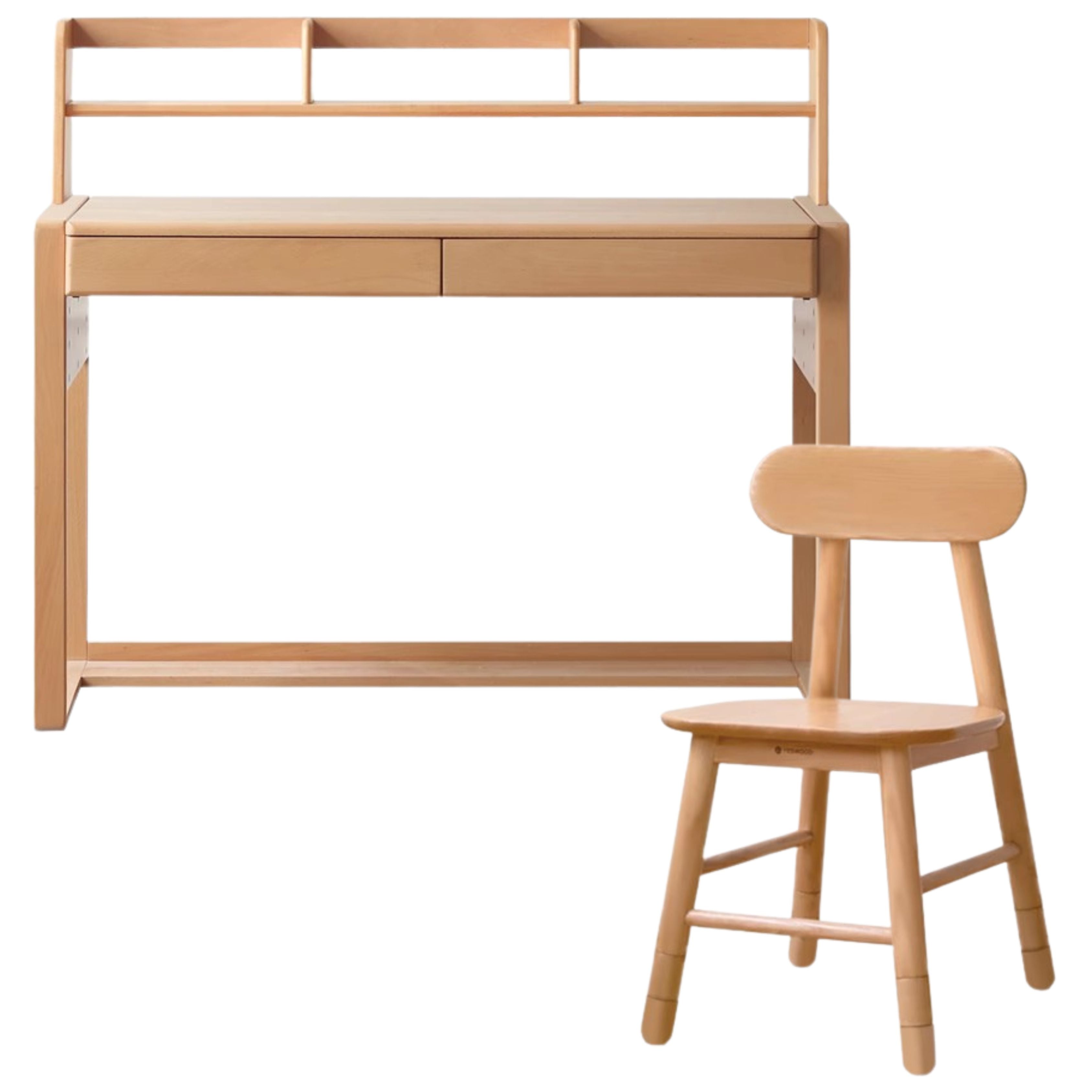 Beech Solid Wood Desk Can Be Lifted and Adjusted