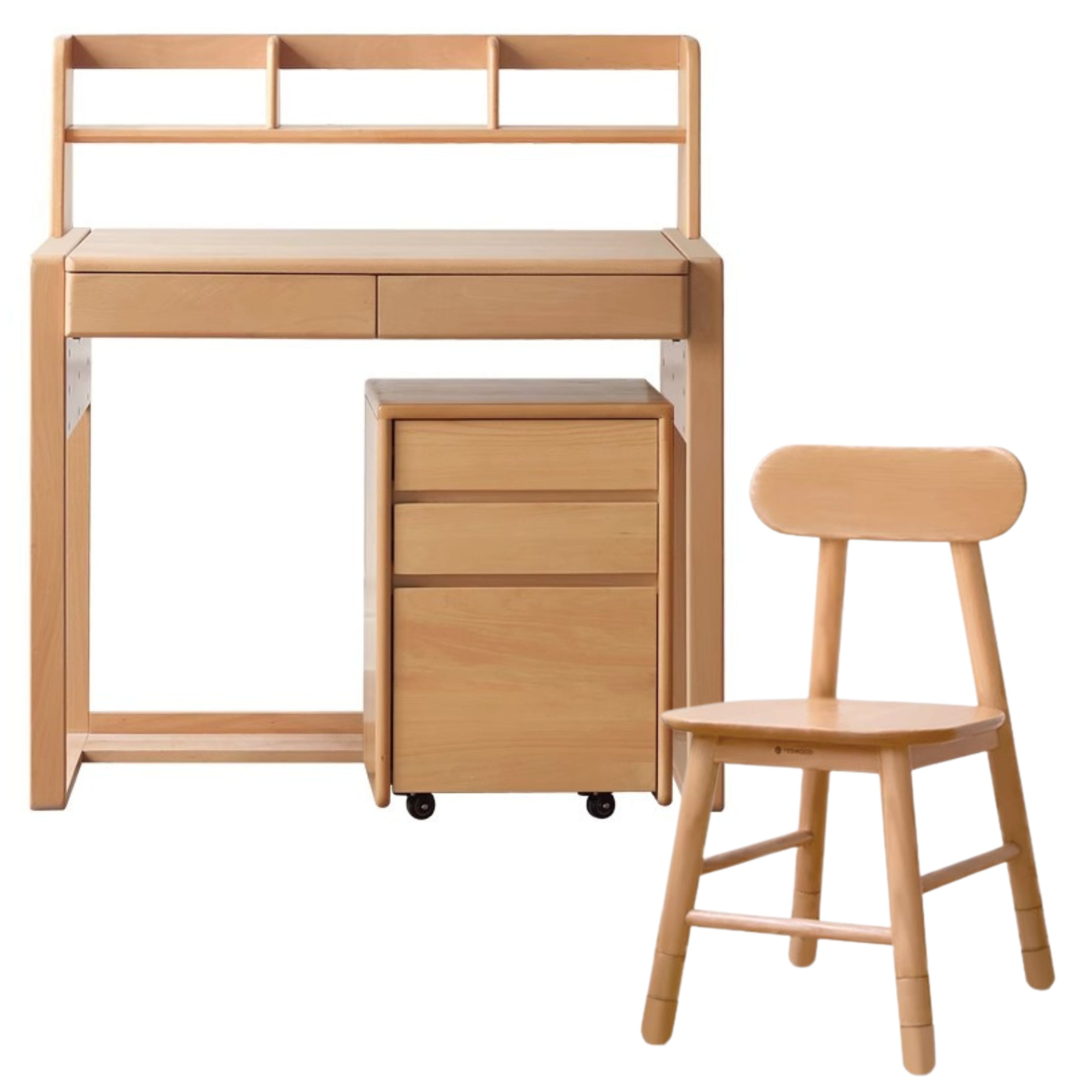 Beech Solid Wood Desk Can Be Lifted and Adjusted