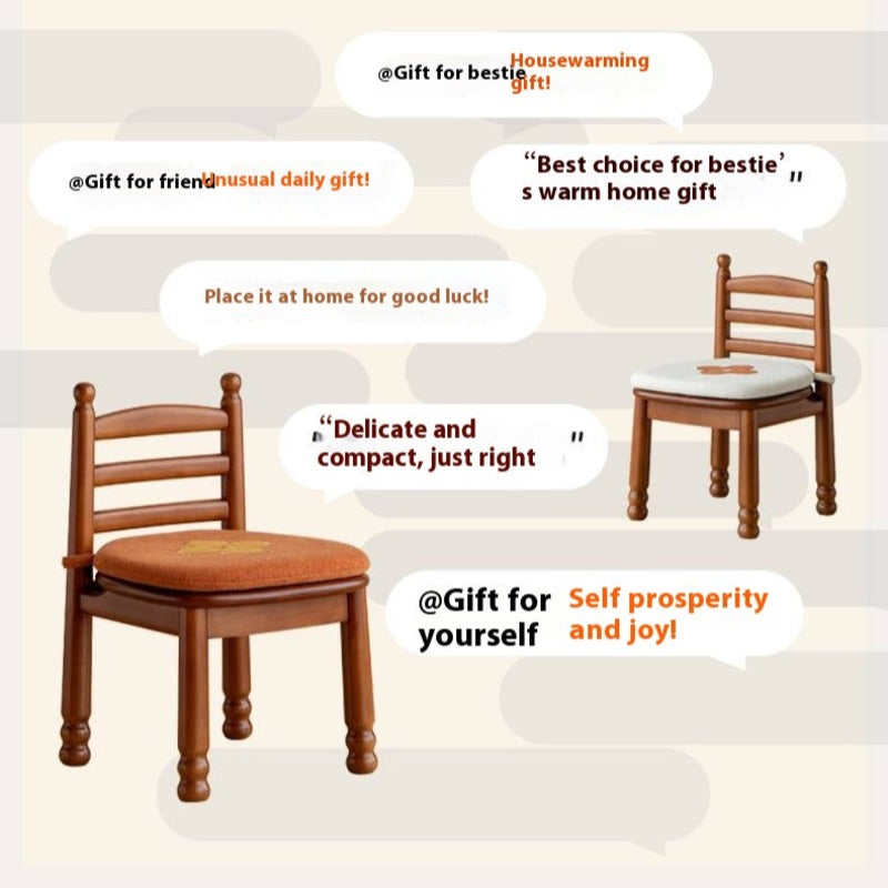 Beech Solid Wood Backrest Chair Medieval Style Soft Padded Chair