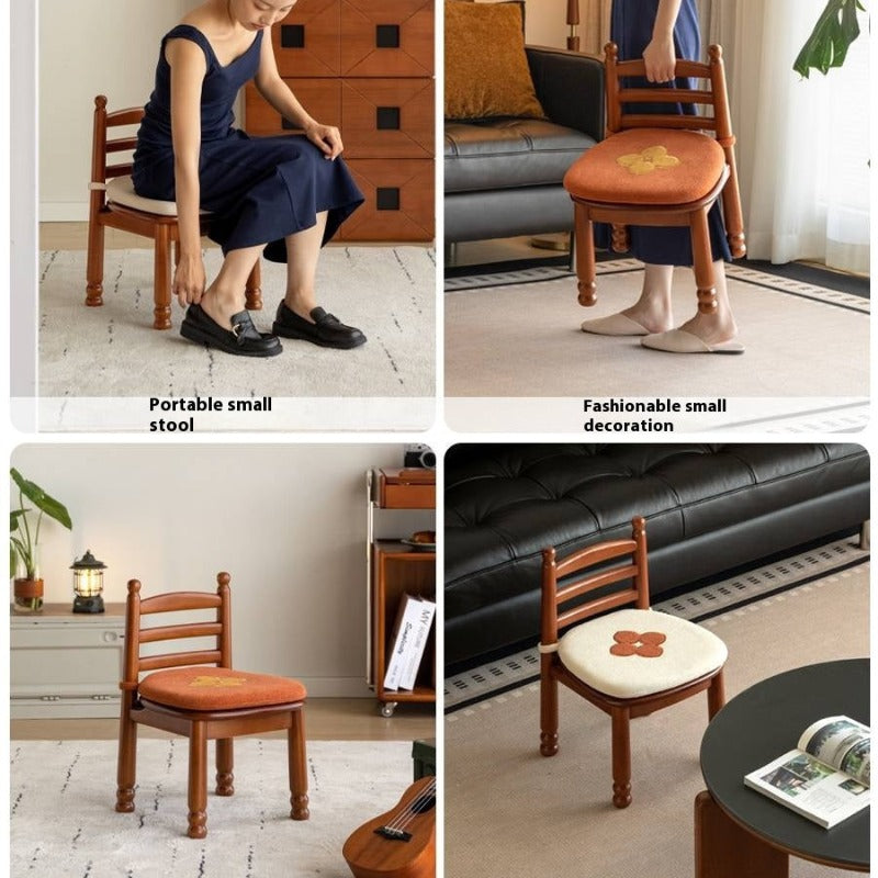 Beech Solid Wood Backrest Chair Medieval Style Soft Padded Chair