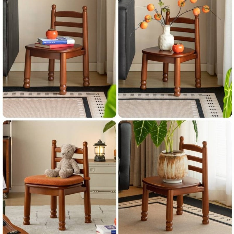 Beech Solid Wood Backrest Chair Medieval Style Soft Padded Chair