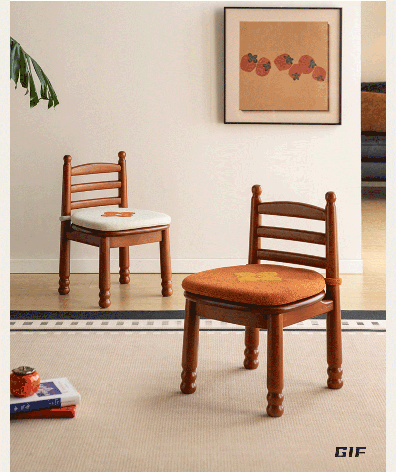 Beech Solid Wood Backrest Chair Medieval Style Soft Padded Chair