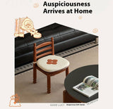 Beech Solid Wood Backrest Chair Medieval Style Soft Padded Chair