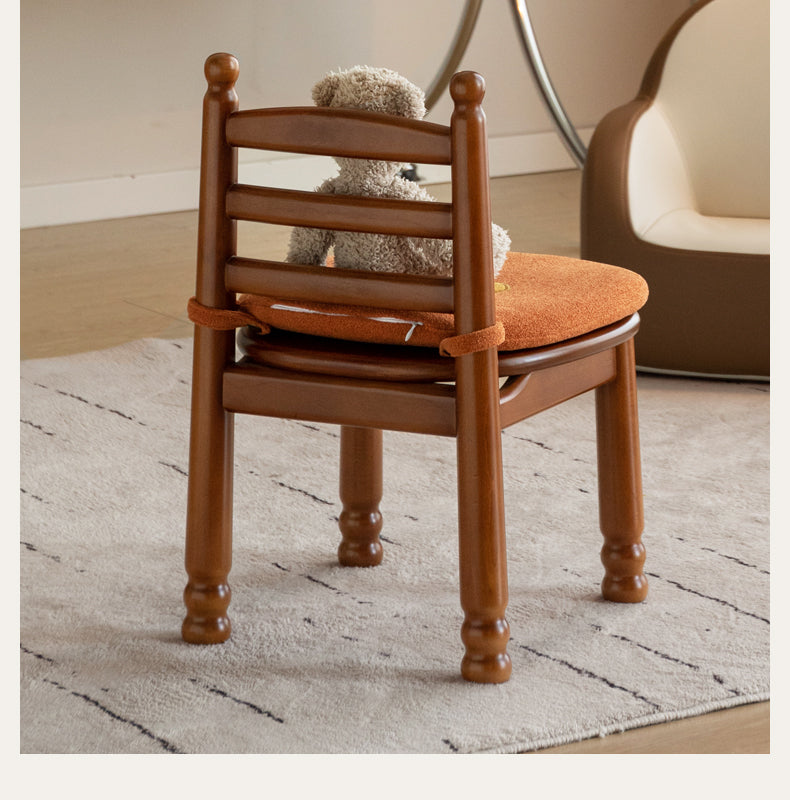 Beech Solid Wood Backrest Chair Medieval Style Soft Padded Chair