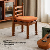 Beech Solid Wood Backrest Chair Medieval Style Soft Padded Chair