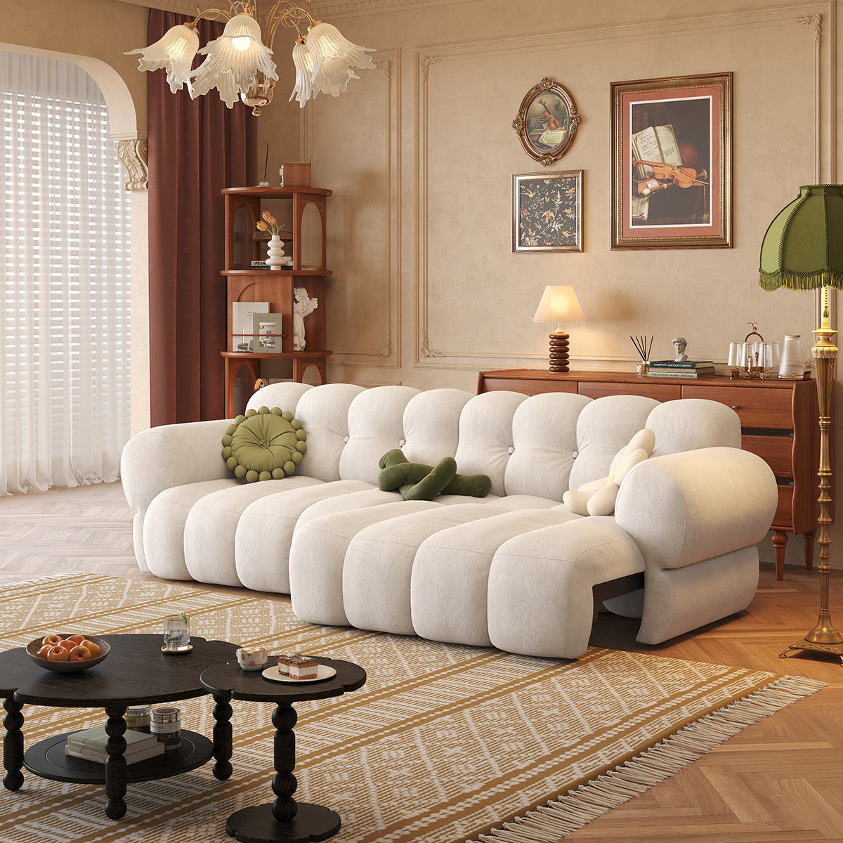 Smart Electric Reclining Sofa - Green Microfiber Velvet Extendable Couch