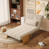 WEHOMZ Beige Folding Sofa Bed 3-in-1 Convertible, Cotton-Linen & Light Wood Armrests