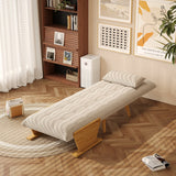 WEHOMZ Beige Folding Sofa Bed 3-in-1 Convertible, Cotton-Linen & Light Wood Armrests