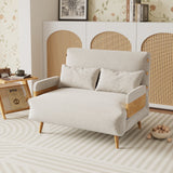WEHOMZ 3-in-1 Convertible Futon Sofa Bed & Recliner with Wood Frame - Beige and Walnut