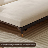 WEHOMZ Walnut 3 Seater Sofa Bed – Modern Japandi Style Convertible Couch with Wooden Frame