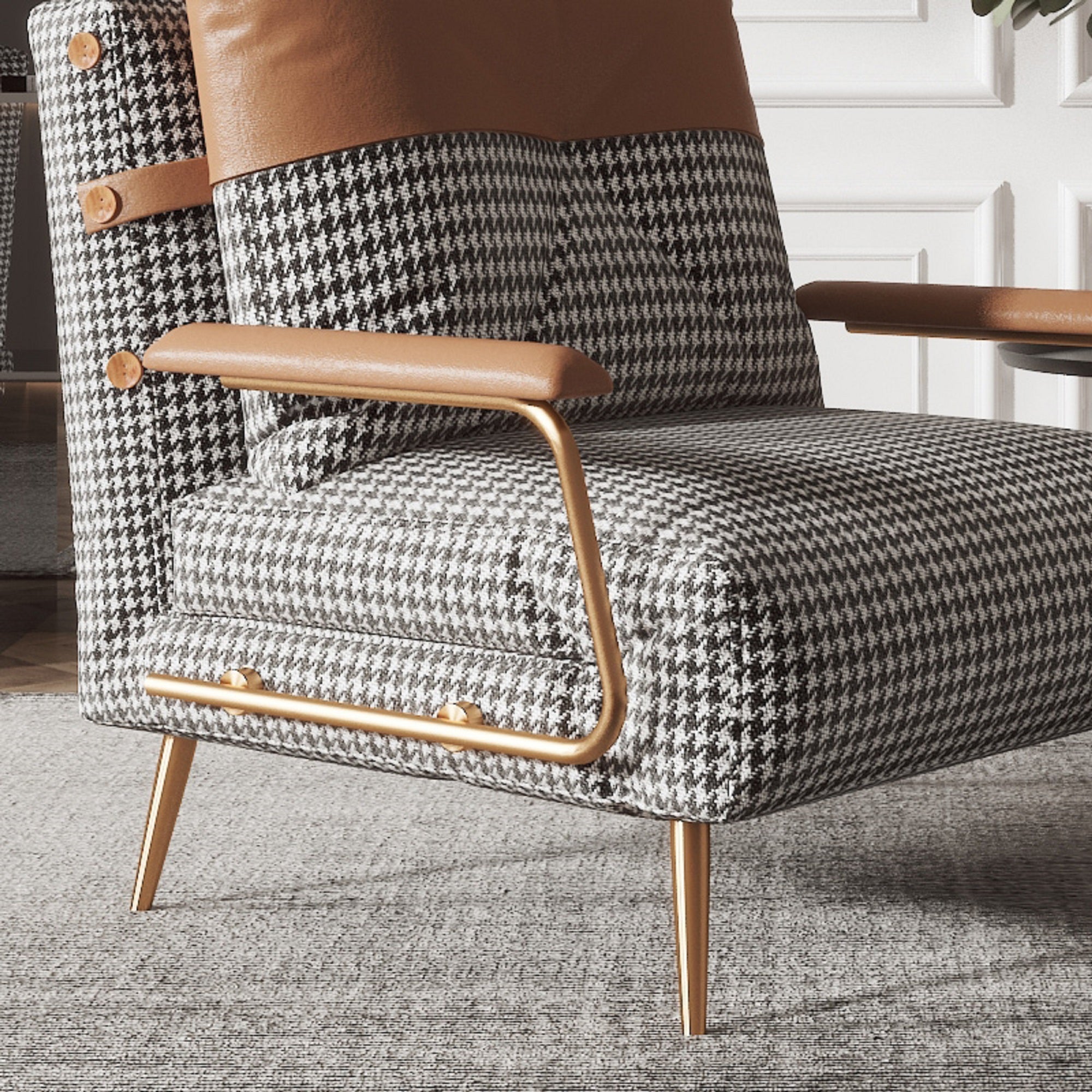 Convertible Sofa Chair & Bed in Breathable Cotton Fabric - Modern Brown & Grey with Metal Legs