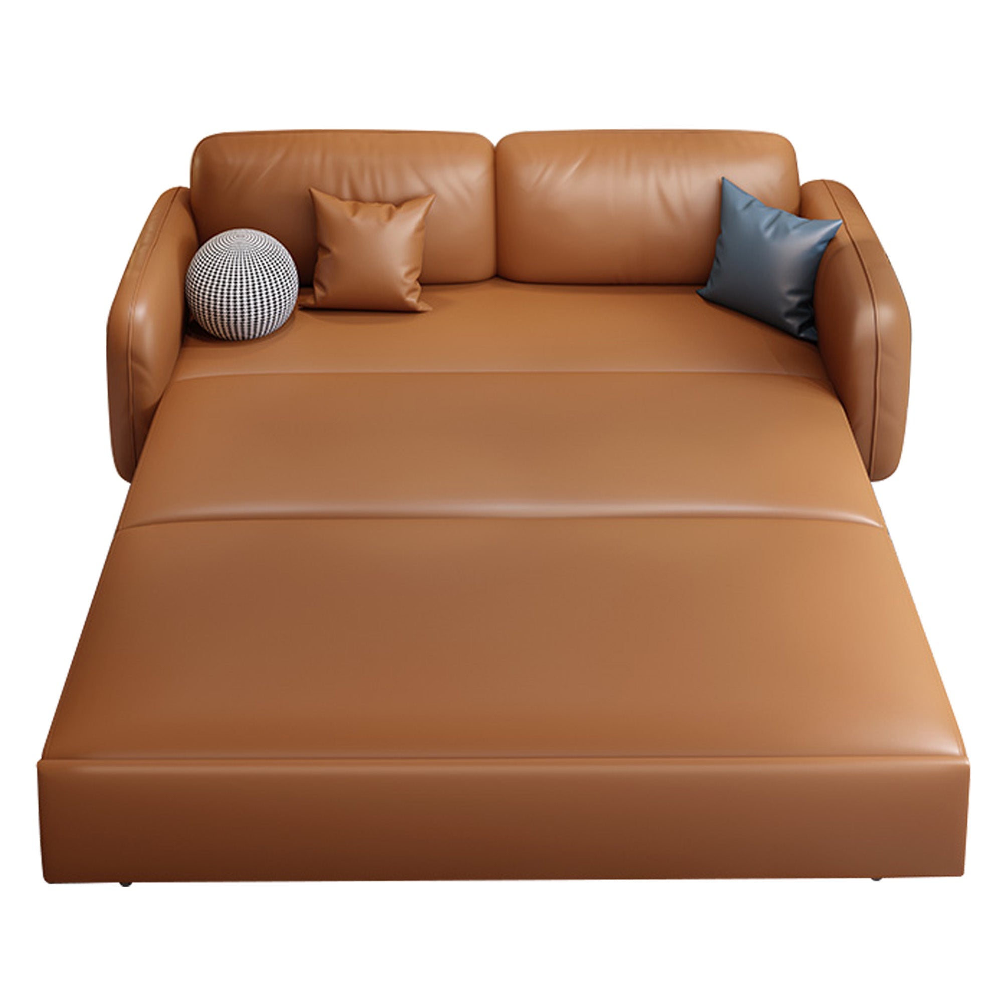WEHOMZ Modern Faux Leather Convertible Sofa Bed with Storage & Metal Frame