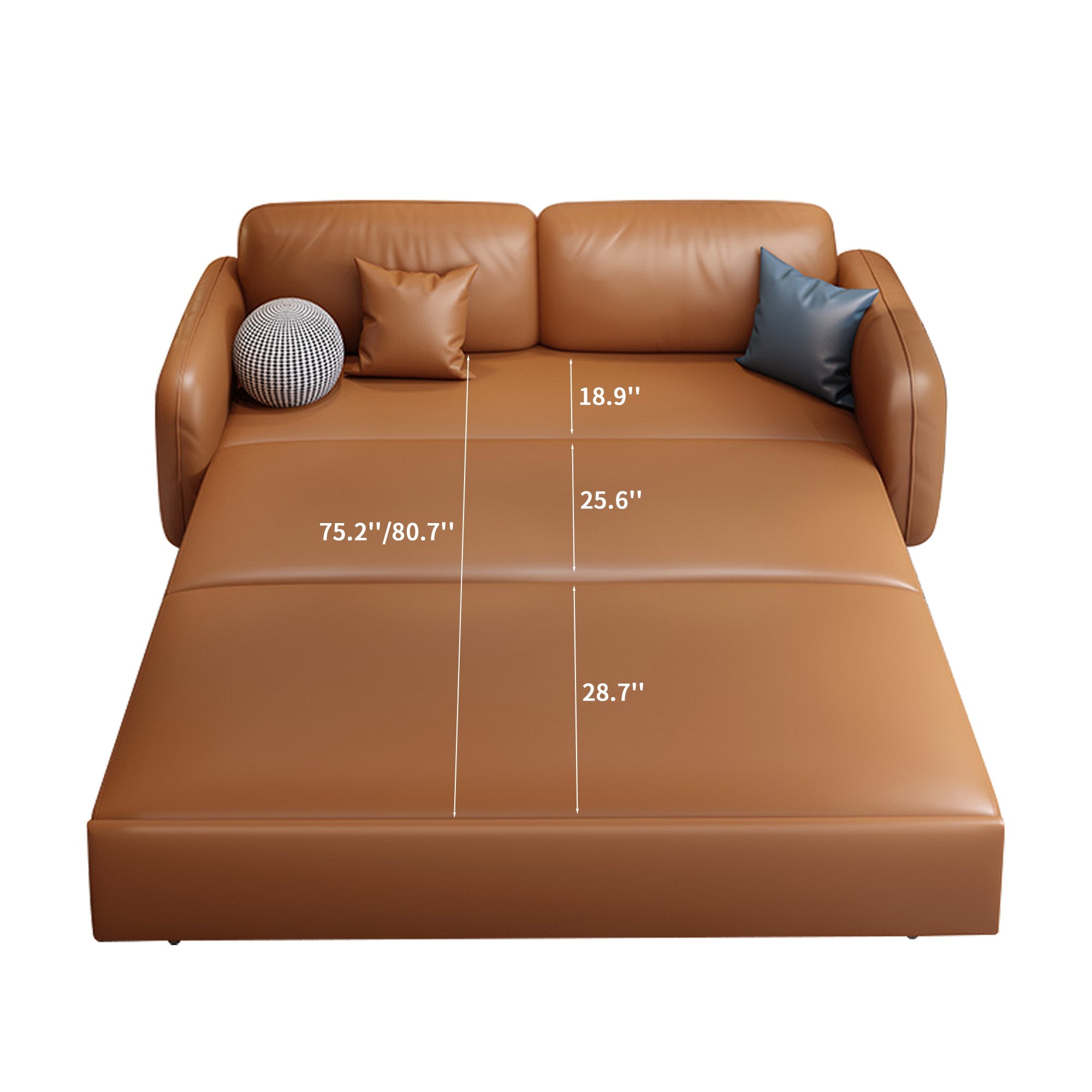 WEHOMZ Modern Faux Leather Convertible Sofa Bed with Storage & Metal Frame