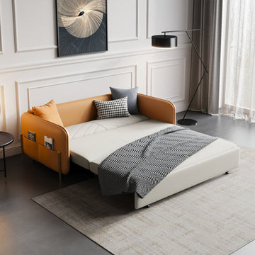 67in Modern Pull Out Convertible Sofa Bed With Storage Pocket
