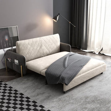 Modern Convertible Sofa Bed with Storage & Optional Cushions in Brown, Gray, Green