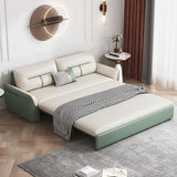 Modern Folding Leisure Sofa Bed in Green & White with Storage Pocket
