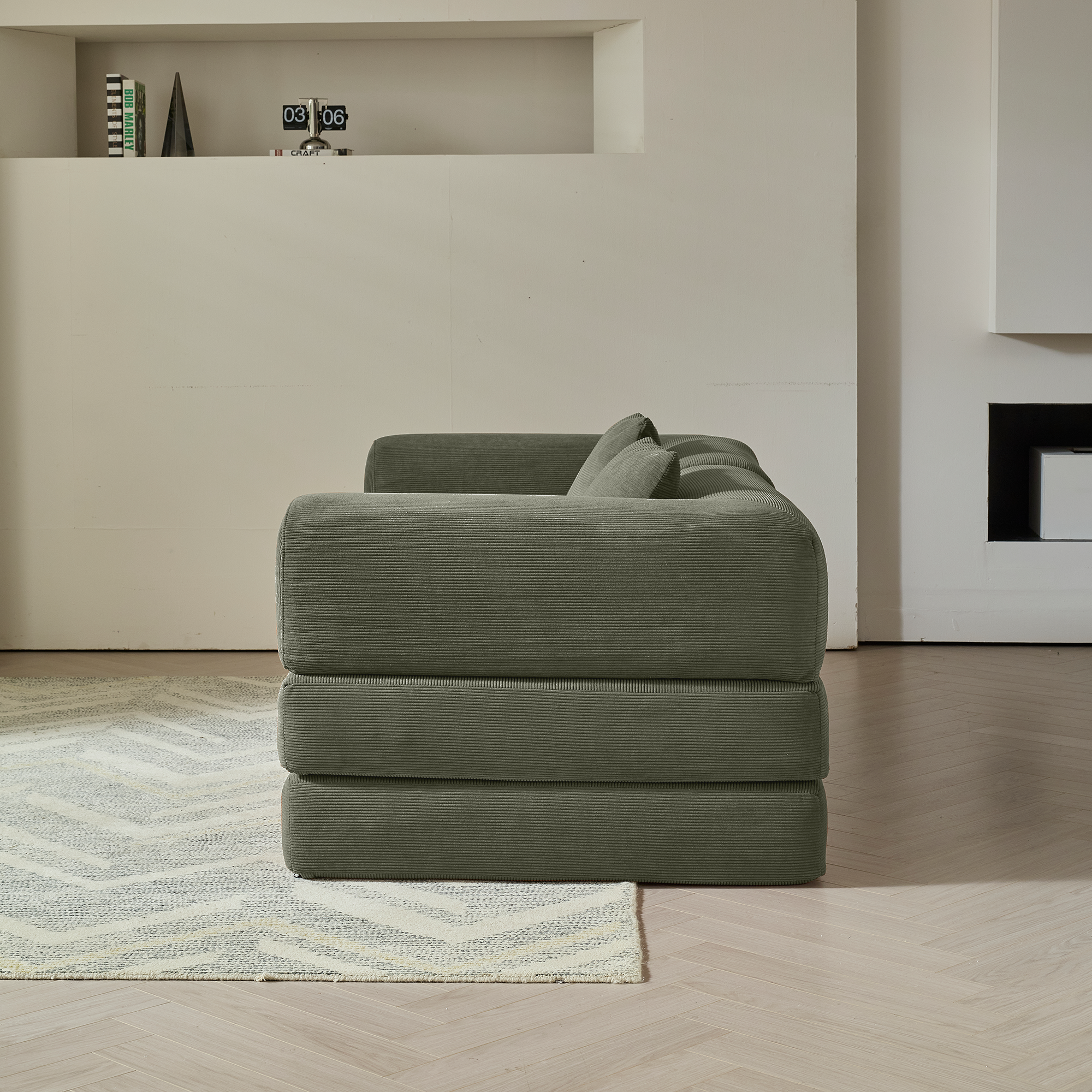 WEHOMZ Corduroy Convertible Sofa Bed, Foam Filled Cushion & Stainless Steel Frame in Multiple Colors
