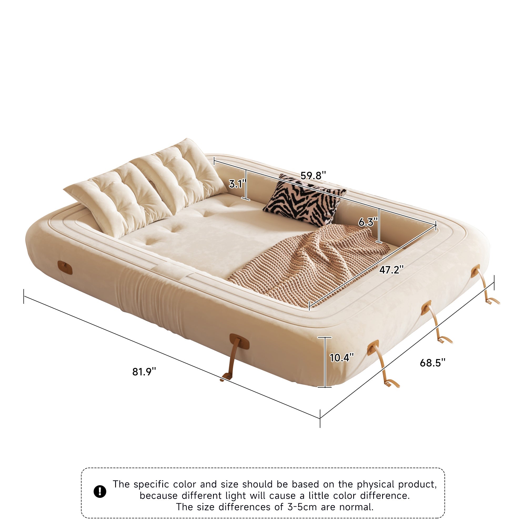 WEHOMZ Velvet Bean Bag Style Sleeper Sofa Bed – Pet-Friendly, Foldable & Multi-Functional in Beige, Grey, Green, Caramel