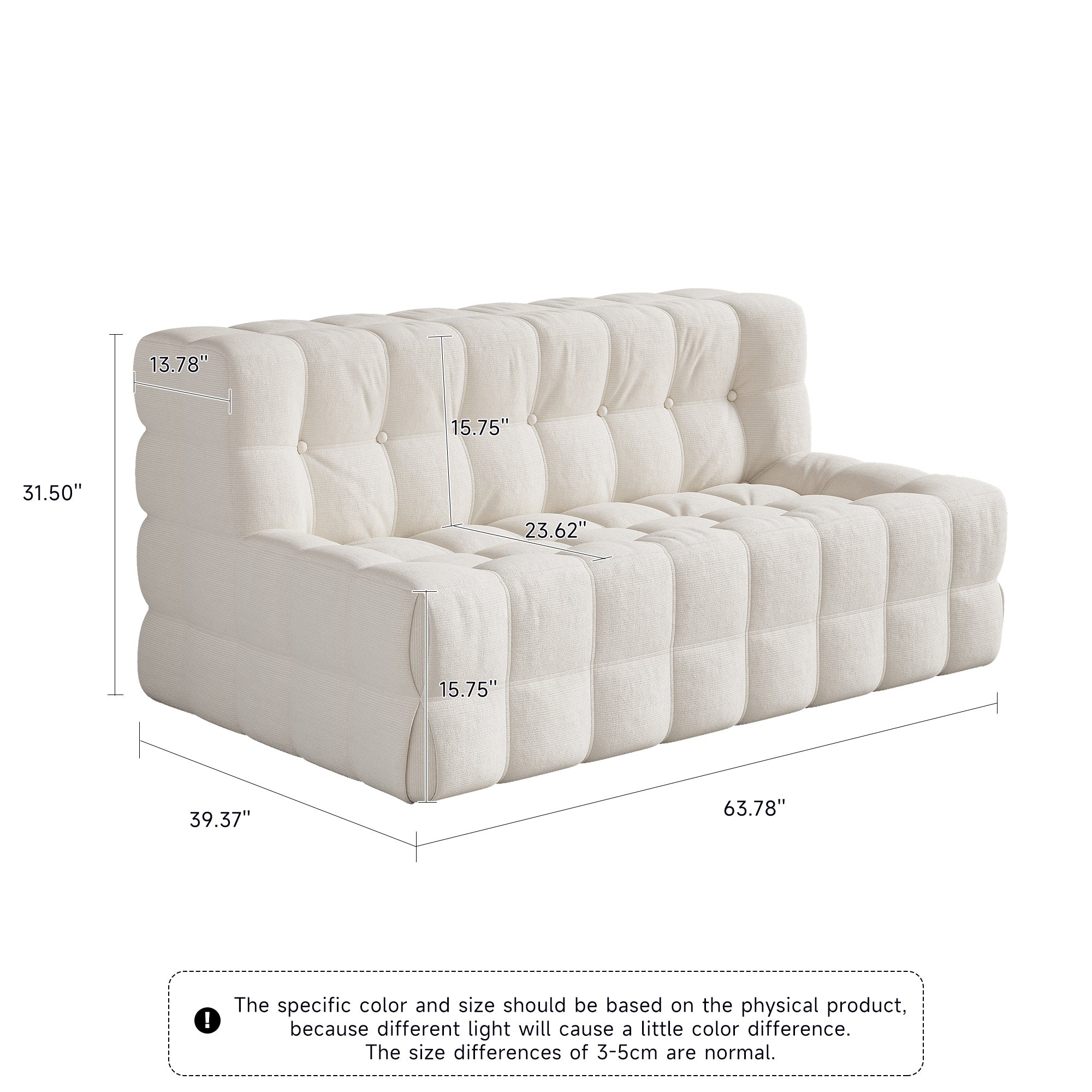 WEHOMZ Corduroy Bean Bag Sofa Chair in Beige & Caramel | Tufted Upholstery & Solid Wood Legs