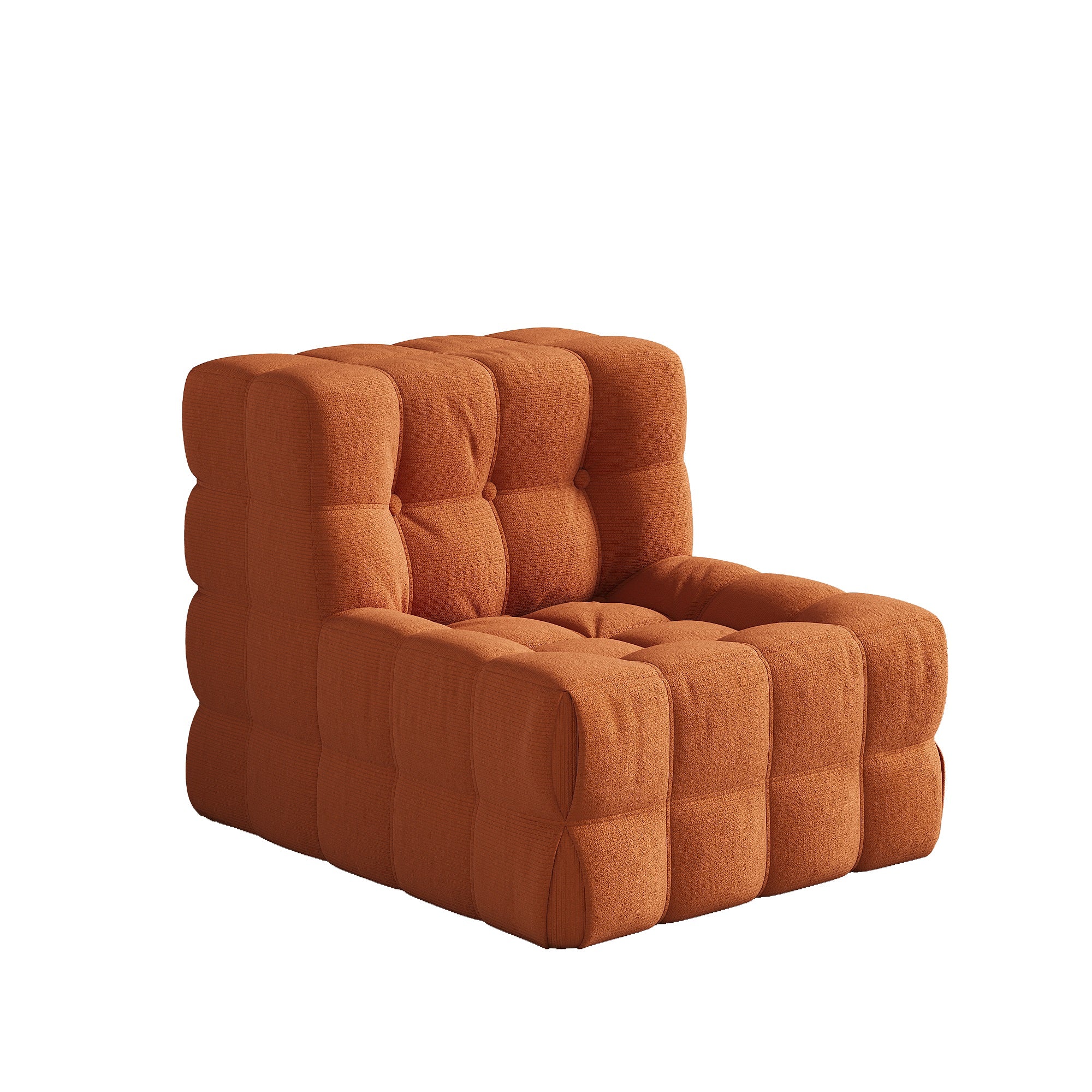 WEHOMZ Corduroy Bean Bag Sofa Chair in Beige & Caramel | Tufted Upholstery & Solid Wood Legs