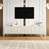 Beige 78.7" TV Stand  with Storage & Entertainment Center with Metal Foot