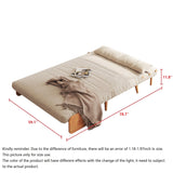 Convertible Sofa in Beige & Brown - Tech Fabric Upholstered, Foldable, with Wooden Legs