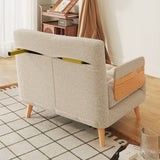 WEHOMZ Beige Folding Sofa Bed Convertible, Cotton & Linen Upholstery, Wooden Legs