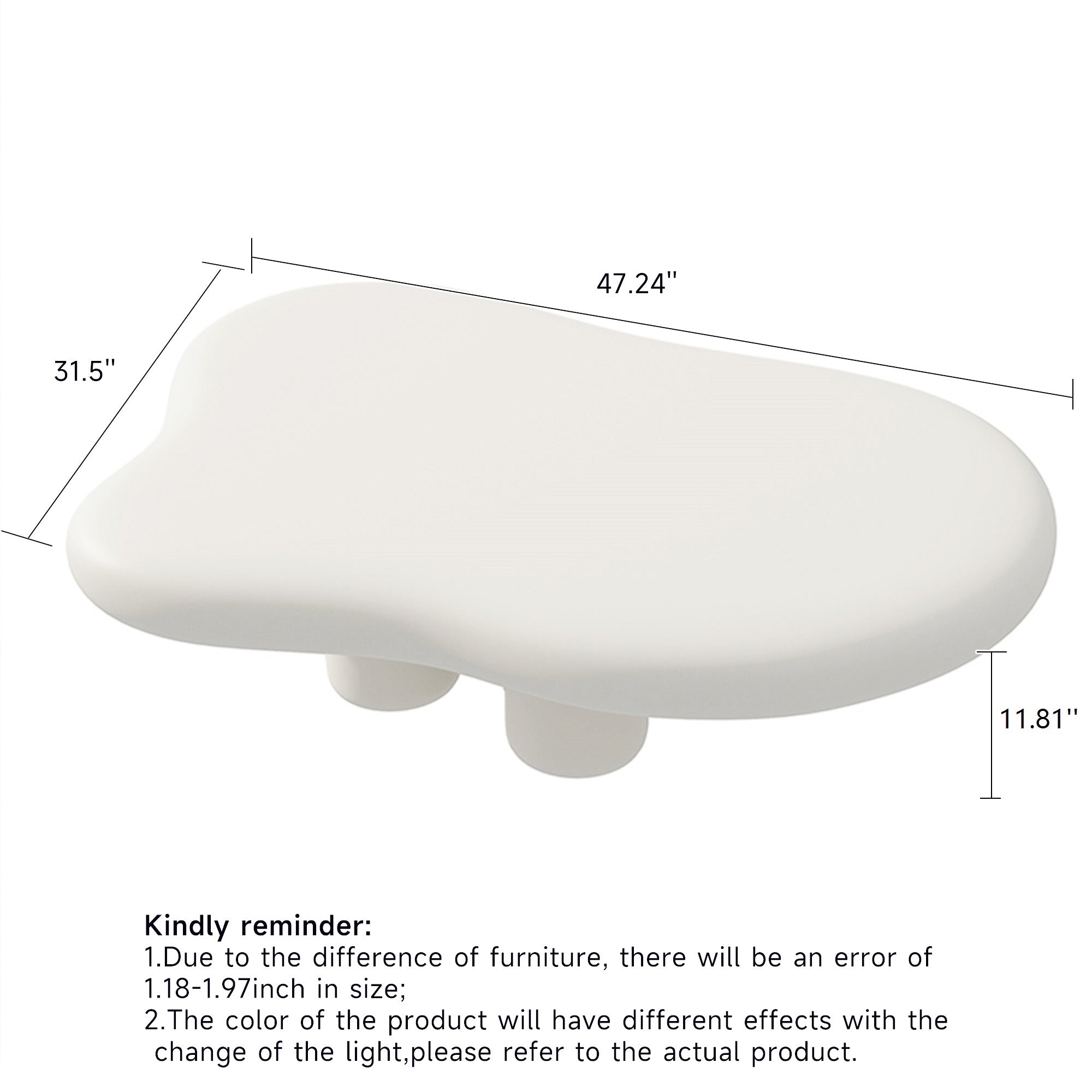 Beige Modern MDF Cloud-Shaped Coffee Table with Waterproof Top