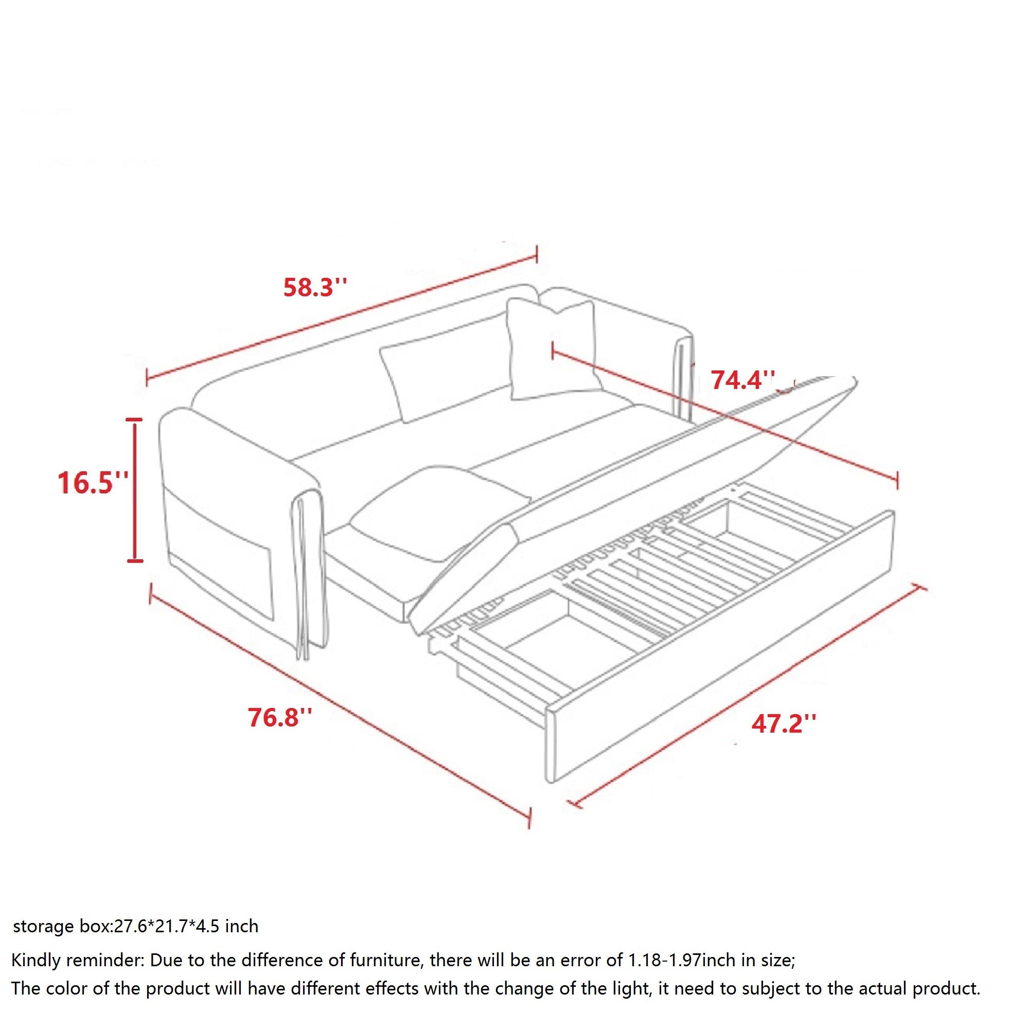 Brown Leather Convertible Sleeper Sofa with Storage & Comfort Design