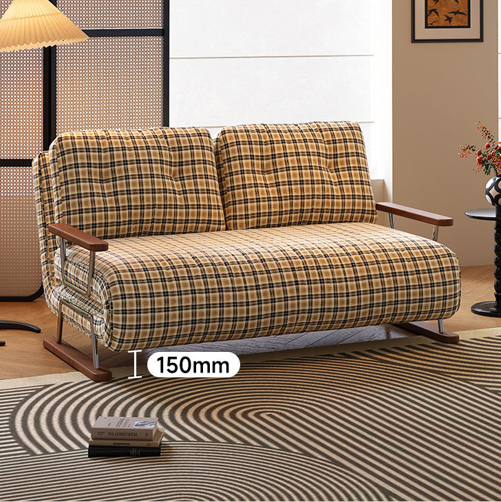 Checkered 4-in-1 Sleeper Sofa - Convertible Folding Chair Bed, Tartan & Woolen Fabric Options