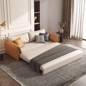 Convertible Sleeper Sofa Stylish Design Leather Sofa Bed with Metal Frame