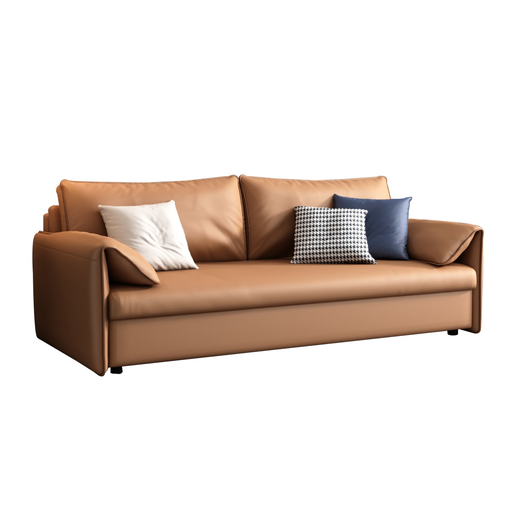 Jasiway Convertible Sleeper Sofa Bed in Faux Leather with Metal Frame, Expands for Versatility