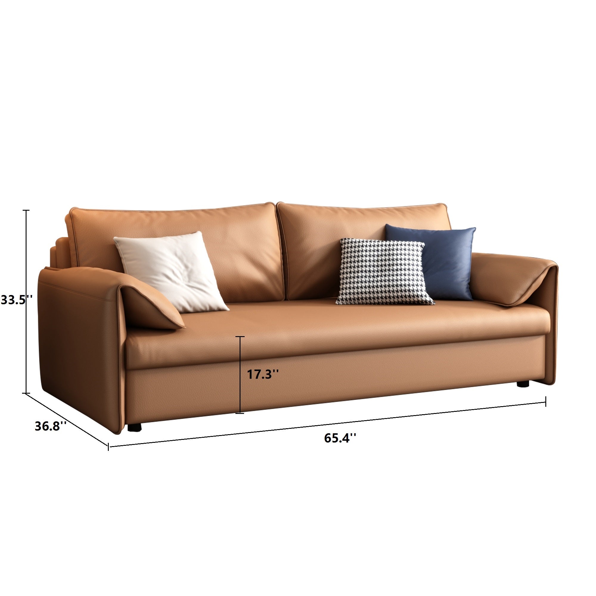 Jasiway Convertible Sleeper Sofa Bed in Faux Leather with Metal Frame, Expands for Versatility