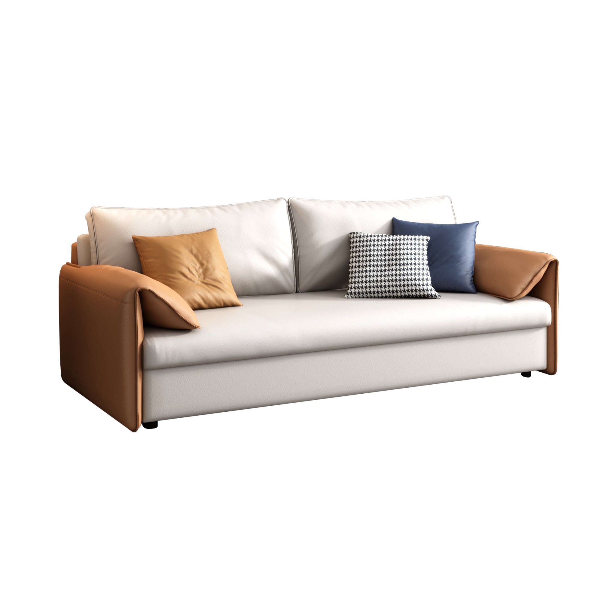 Jasiway Convertible Sleeper Sofa Bed in Faux Leather with Metal Frame, Expands for Versatility