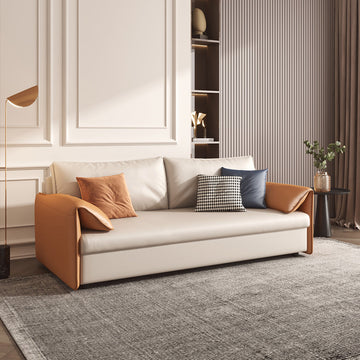 Convertible Sleeper Sofa Stylish Design Leather Sofa Bed with Metal Frame