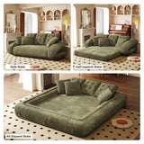 Corduroy Folding Sofa Bed - Versatile Pet-Friendly 3-in-1 Floor Couch in Brown & Green