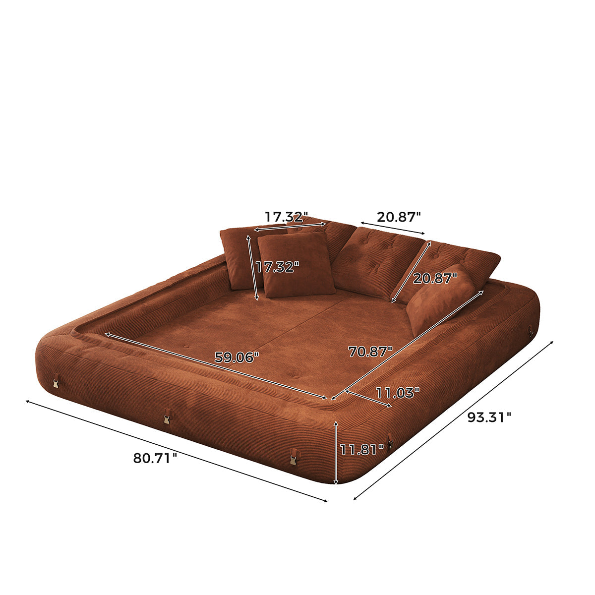 Corduroy Folding Sofa Bed - Versatile Pet-Friendly 3-in-1 Floor Couch in Brown & Green