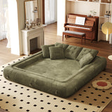 Corduroy Folding Sofa Bed - Versatile Pet-Friendly 3-in-1 Floor Couch in Brown & Green