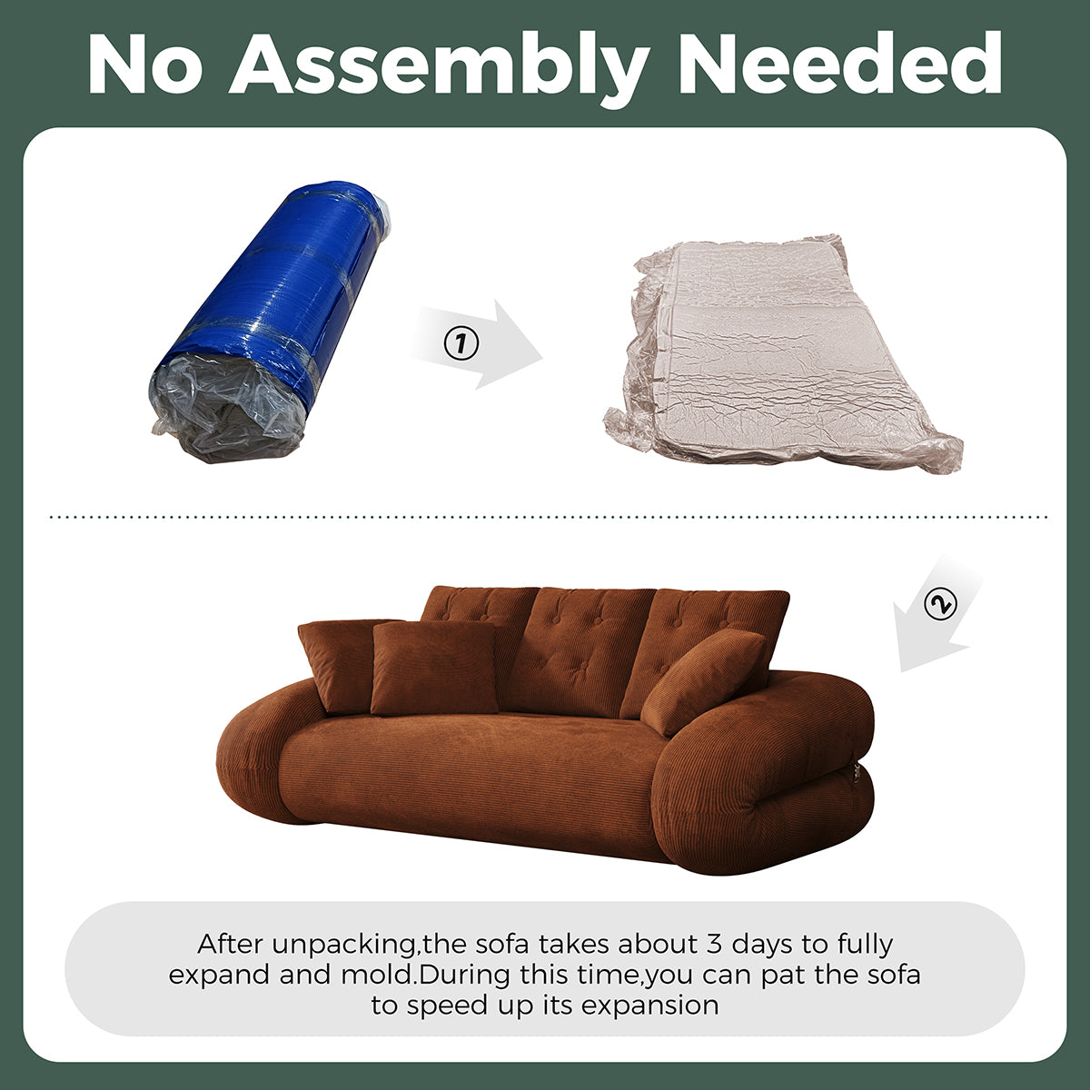 Corduroy Folding Sofa Bed - Versatile Pet-Friendly 3-in-1 Floor Couch in Brown & Green