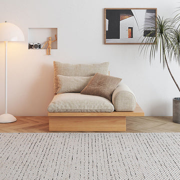 Cotton Linen Beige Sofa with Underseat Storage & Solid Wood Frame