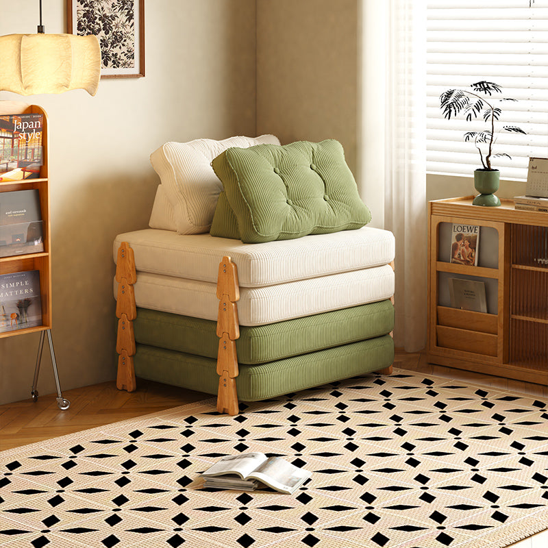 Modular Floor Folding Sofa Bed in High-Quality Fabric & Solid Wood - Convertible & Comfortable for Versatile Seating