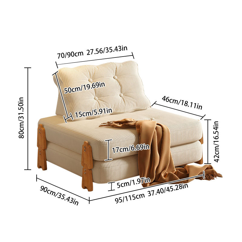 Modular Floor Folding Sofa Bed in High-Quality Fabric & Solid Wood - Convertible & Comfortable for Versatile Seating