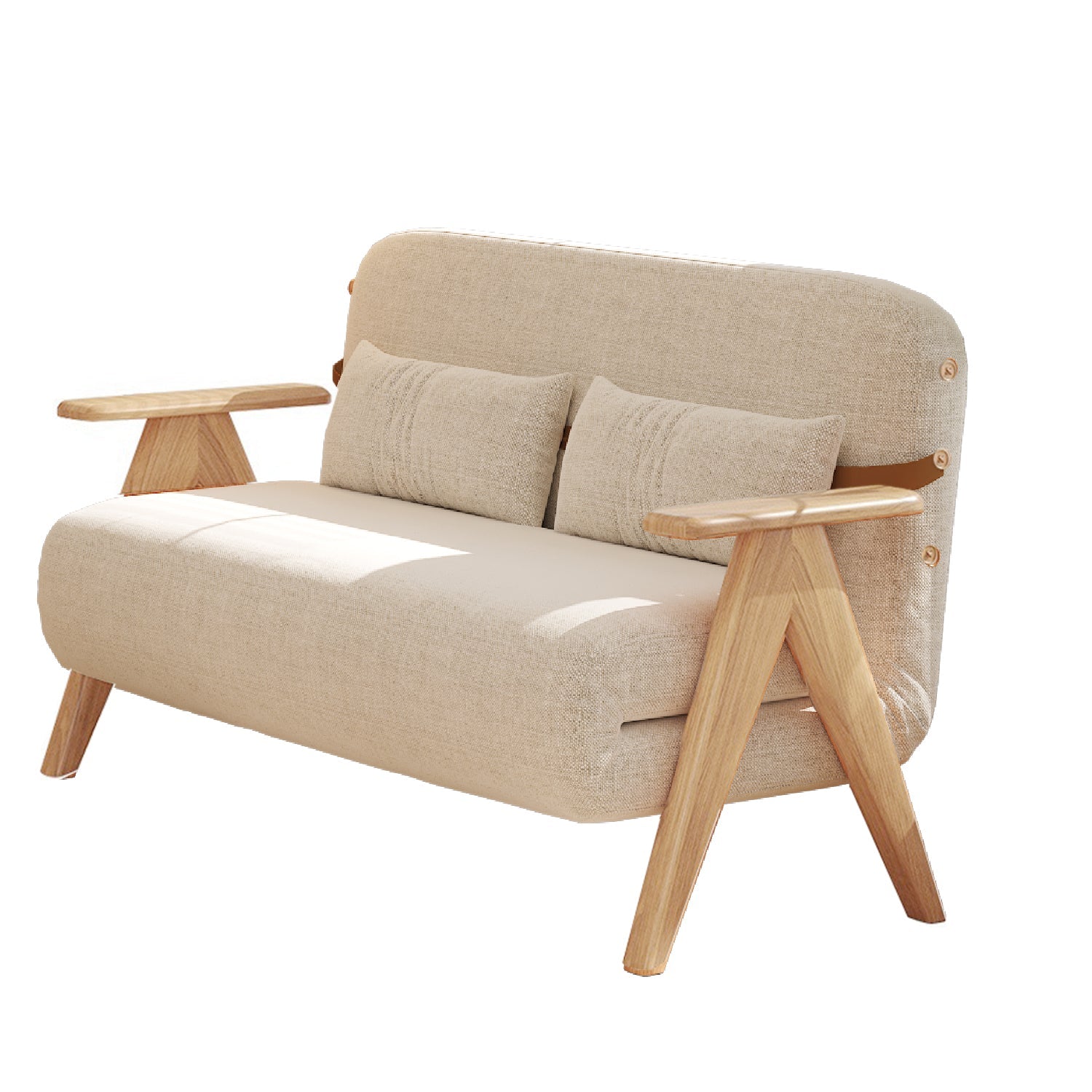 WEHOMZ Foldable Reclining Sofa Bed with Armrests in Cotton Linen, Breathable & Space-Saving Design