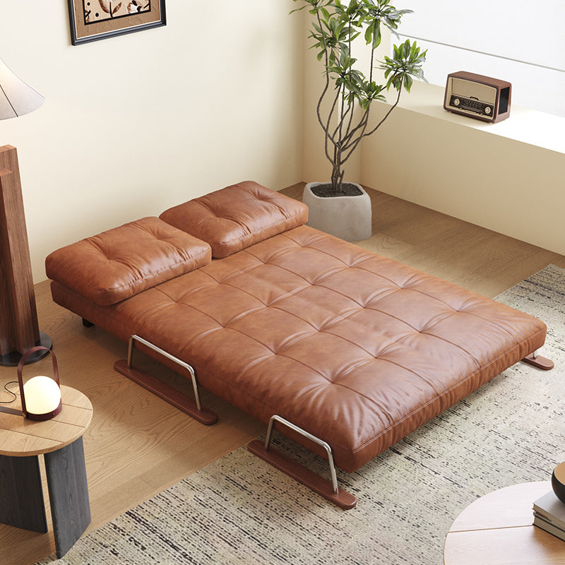 Caramel Eco-Leather Foldable Sofa Bed – Convertible 4-in-1 Chair, Chaise & Bed