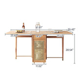 Foldable Solid Wood Dining Table & Chairs Set with Storage - Burlywood, Seats 6