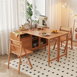 Modern Burlywood Folding Dining Table & Sideboard with Glass Doors & Storage