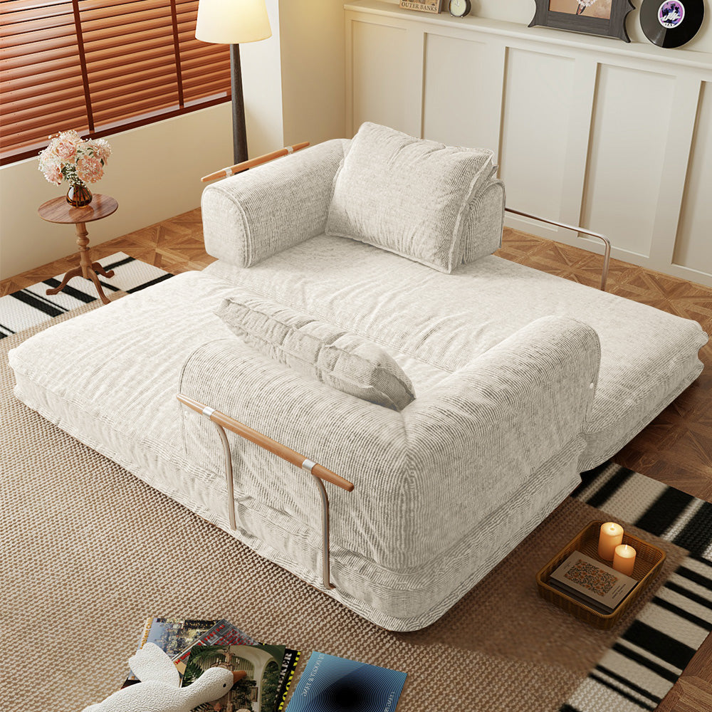 Corduroy Modular Futon Couch Bed & Sleeper Sofa in Caramel, Gray, Beige