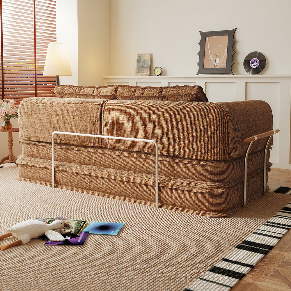 Corduroy Modular Futon Couch Bed & Sleeper Sofa in Caramel, Gray, Beige