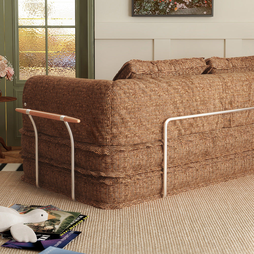 Corduroy Modular Futon Couch Bed & Sleeper Sofa in Caramel, Gray, Beige